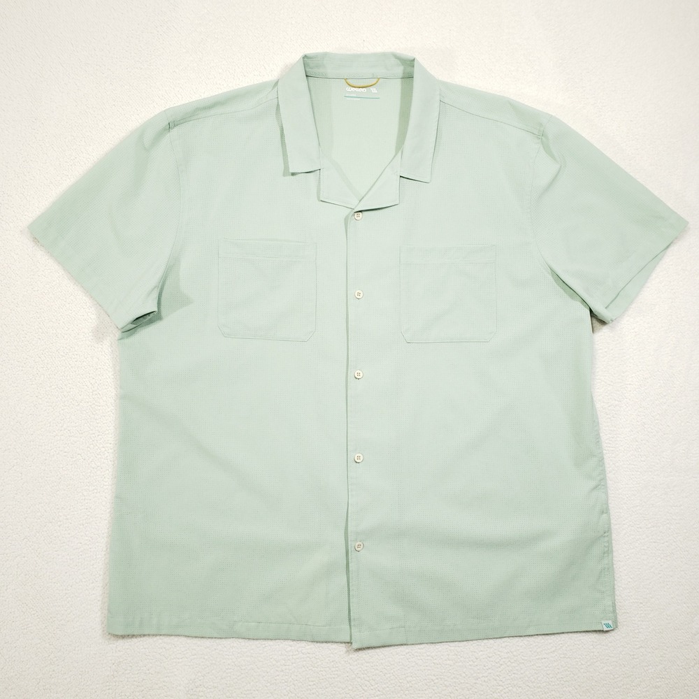 Wellen Airweave Performance Camp Shirt Men‎ 2XL Green Perforated Short Sleeve